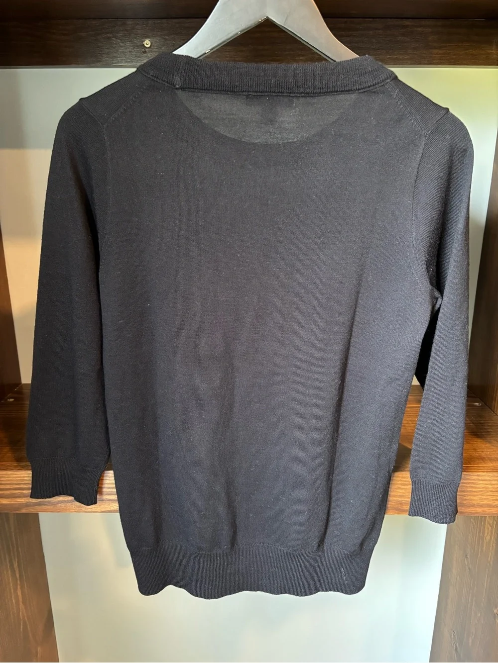 J. Crew 100% Merino Wool Black Crewneck Sweater